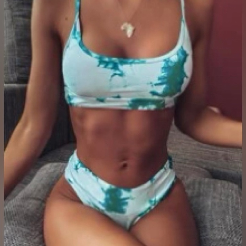 SHEIN Marble Pattern Top with Panty Bikini Set, Size S